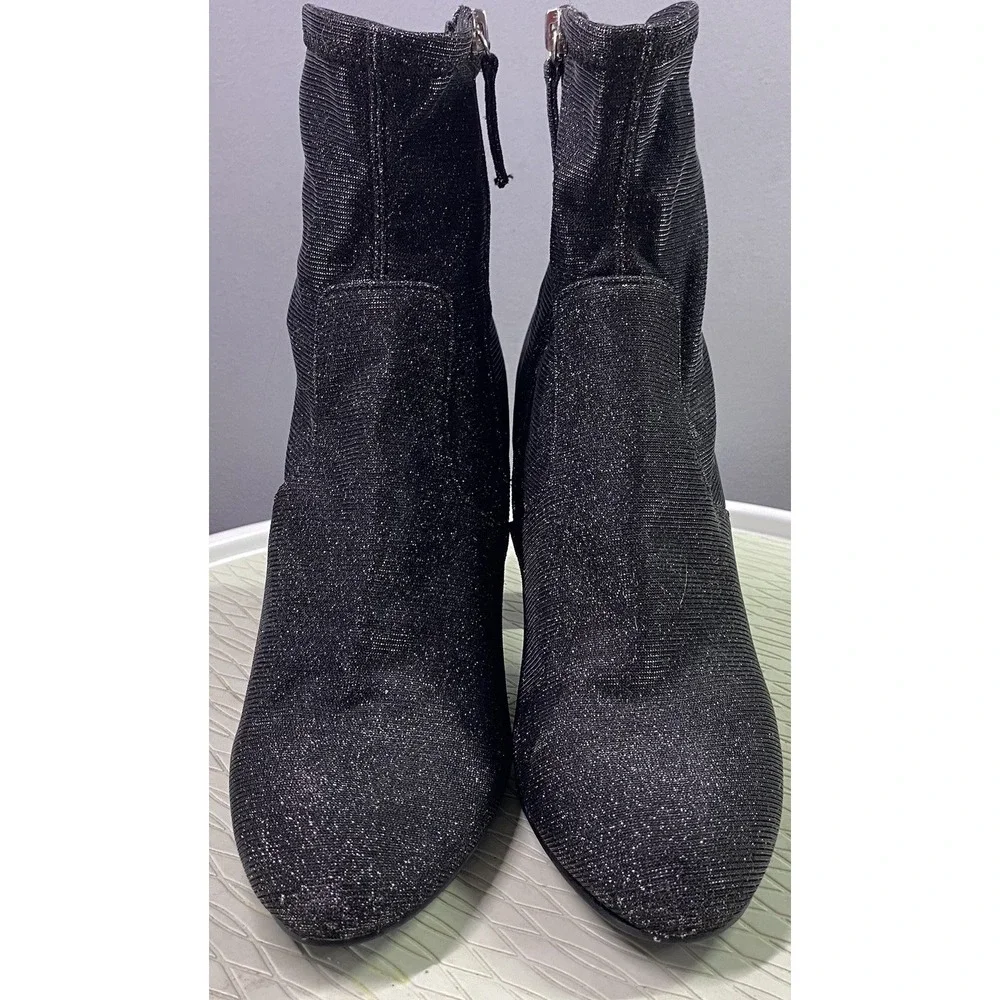 Steve Madden Womens Brisk Block-Heeled‎ Sexy Ankle Boots- Black Metallic-Sz.10M